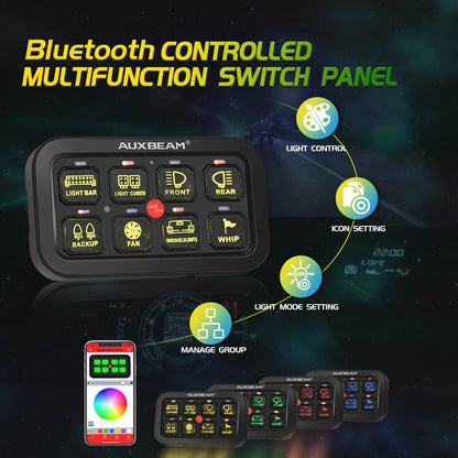 AR-800 MULTIFUNCTION RGB SWITCH PANEL WITH BLUETOOTH CONTROLLED & 47 INCH EXTENSION CABLE(OPTIONAL) FOR JEEP